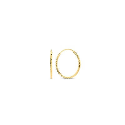 New Bling 9NB-1011 Zilveren Oorringen - Dames - Gediamanteerd - 12 mm Doorsnee - 1,2 mm Dikte - Zilver - Gold Plated (Verguld/Goud op Zilver)