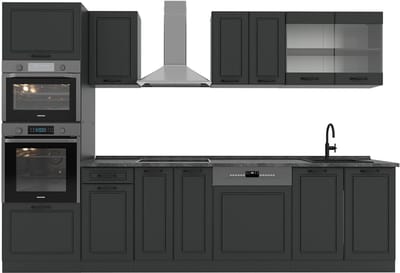 Vicco R-Line Complete keukeneenheid – 300 cm met hoge kast, zonder werkblad Antraciet landhuis/antraciet