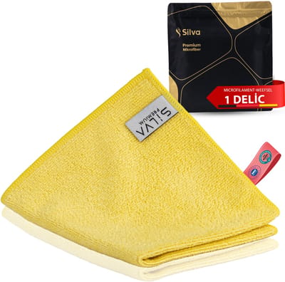 Silva Microvezel Schoonmaakdoek Geel - Keukendoek 30 x 28 cm - Vaatdoek - Reinigingsdoek