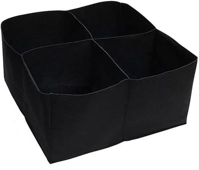 Famanu - Rechthoekige verhoogde bedden voor tuinkweekbed, grote plantzak, verhoogde plantenbak, vierkant verdeeld, tuinbed, 4 roosters, stoffen kweekzakken voor meerdere groenten, bloemen, tuin, zwart, 2