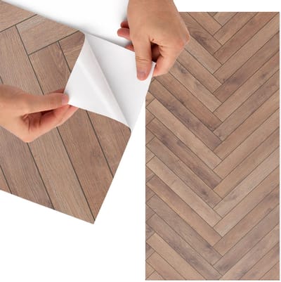 Tulup Meubelfolie - Houten visgraatmotief Decoratiefolie - 75x150 cm - Bruin Meubelfolie - Wrapfolie Keuken - Rustiek Meubelfolie - Decoratiefolie - Tafeldecoratie - Texturen