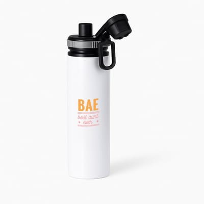 Hacebo® - beste tante ever waterfles met draaidop grijs - Tante - uw tante - liefste tante - verjaardag - cadeau - kado - bedankje - water fles - 850ML