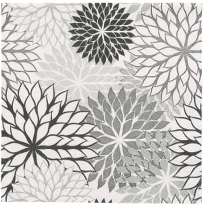 14x 20 Servetten 3-laags 1/4 vouw 25 cm x 25 cm grijs Floralies