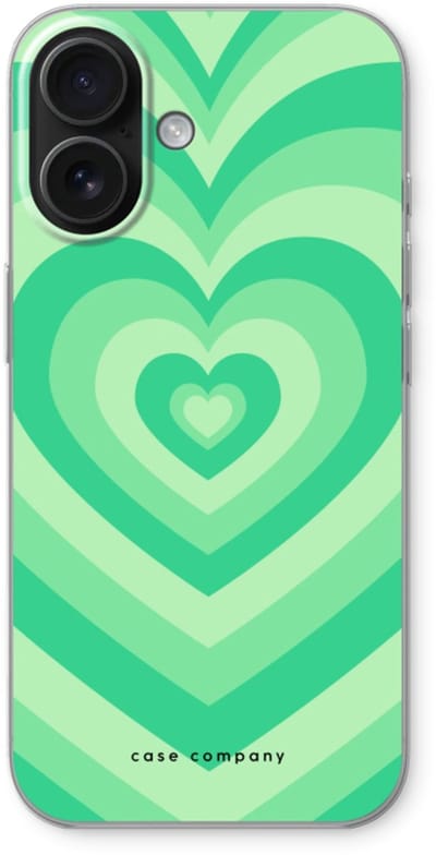 Case Company® - Hoesje geschikt voor iPhone 16 hoesje - Hart Groen - Soft Cover Telefoonhoesje - Bescherming aan alle Kanten en Schermrand