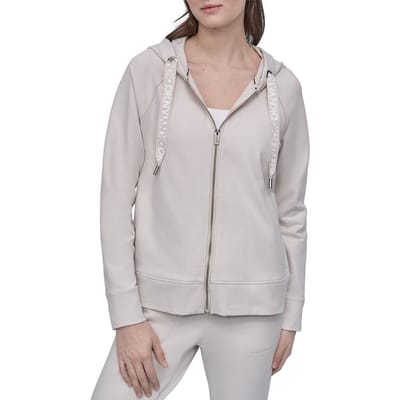 Dkny Two Tone Logo Sweatshirt Met Rits Beige M Vrouw