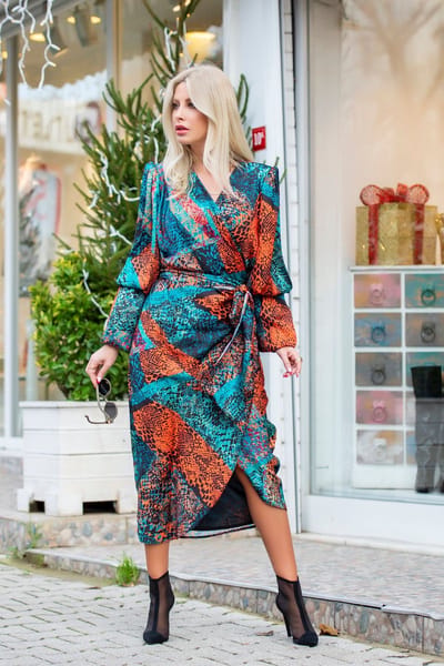 Dress-Green-orange/Exclusief/SIRMAZA