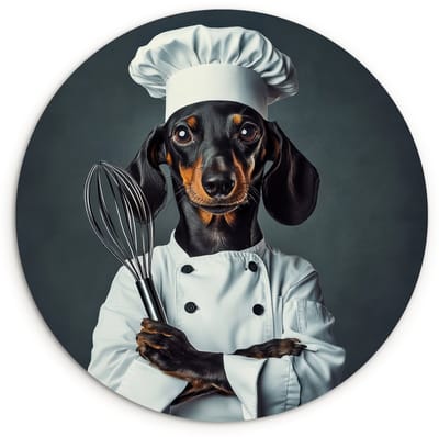 WallCircle® Wandcirkel 120x120 cm - Muurcirkel Hond - Garde - Kok - Muurdecoratie woonkamer - Wanddecoratie slaapkamer - Kamer decoratie accessoires - Ronde schilderijen XXL