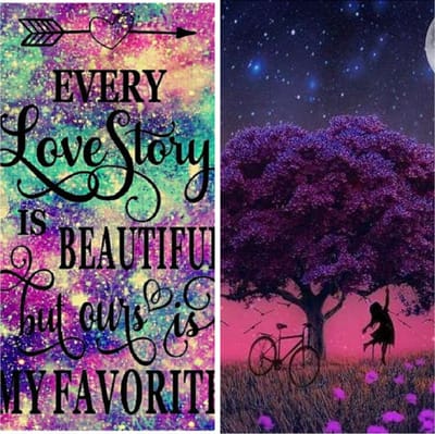 Diamond Painting Voordeel Set - Aanbieding Bundel 2 Stuks! - Tekst Every Love Story 30x40 en Meisje Bij Boom - 30x30cm - Voordeel Bundel van 2 Sets