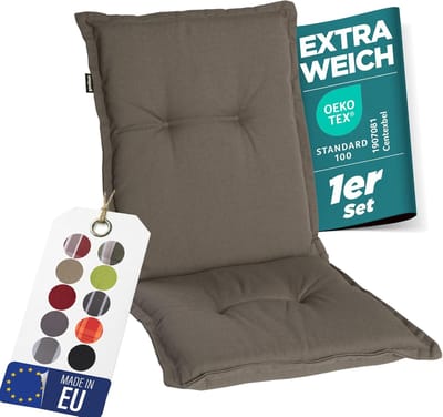Tuinstoelkussens Extra Dik - Lage Rugleuning Kussens - Comfortabel Buiten Zitten - Extra Hoge Lichtechtheid - 105x50x8cm - Taupe