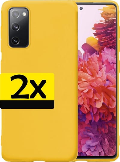 Hoesje - 2 Stuks - Geschikt voor Samsung Galaxy S20 FE - Sterk & Shockproof - Case Siliconen - Back Cover - Telefoon Hoes - Telefoonhoesjes - Geel