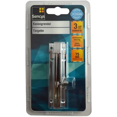 Sencys Tuinpoortgrendel Verchroomd Messing 75mm