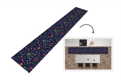 Keukenloper - Loper keuken - Bloemen - Eekhoorn - Patronen - 300x50 cm - Keukenloper vinyl