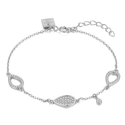 Twice As Nice Armband in zilver, druppels, zirkonia 16cm+3cm