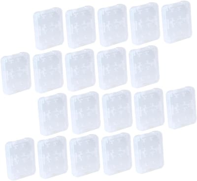 Hemobllo 20Pcs White Transparent Memory Card Keeper Storage Box Bracket Memory Card Case Box Rack Storage Card Container Memory Card Storage Box Slot SD Cards Case Clear Stand