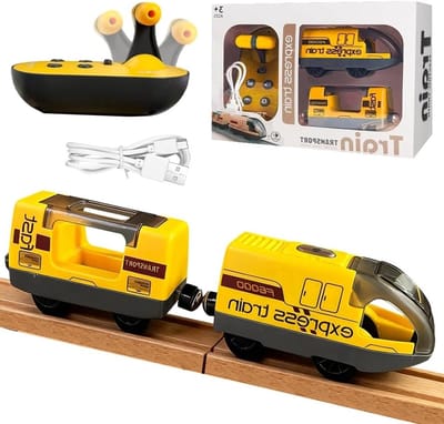 Motorized Remote Control Treinlocomotief met Licht en Geluid, Compatibel met Houten Spoorweg, Speelgoed voor Kinderen vanaf 4 Jaar