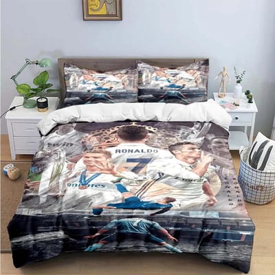 Mode Voetbalster M-Messi R-Ronaldo Print Beddengoed Set Dekbedovertrek Dekbed Bed Jeugd Kinderen Meisjes Jongens Luxe Cadeau 150*200cm 3pcs