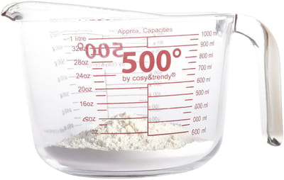Excellent Houseware glazen maatbeker - hittebestendig glas - 1000 ml - Keuken - koken