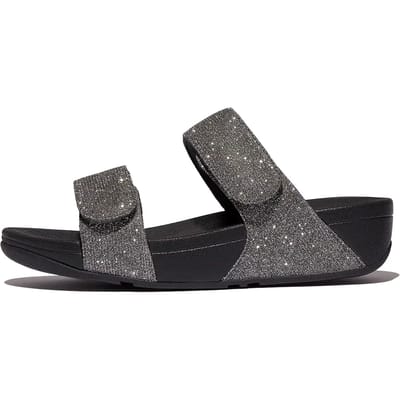 FitFlop Lulu Adjustable Shimmerlux Slides Vrouwen - Pewter