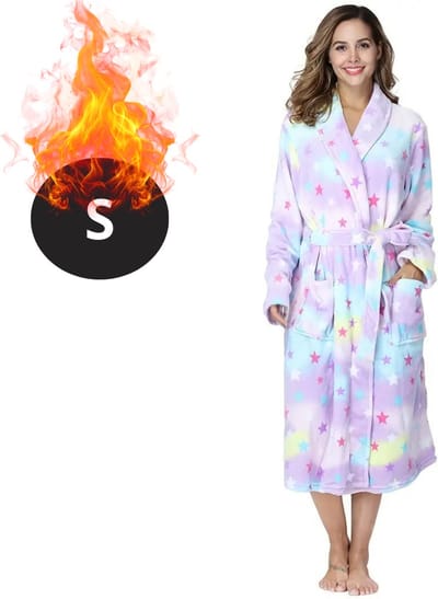 Bovista Badjas Dames - Fleece - Katoen - Badstof - Sauna - Hamam - Wafel - Bathrobe - Duster - Ochtendjas - Spa - Kimono - Sterren S