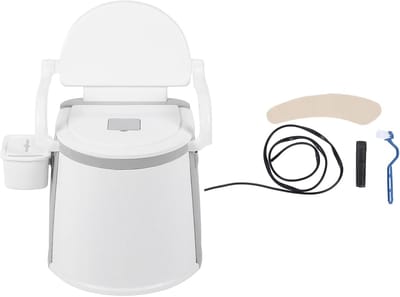 Draagbaar Toilet - Nachtkast Stoel - Veilig Zitten - Afneembare Armleuningen - 66cm Hoogte - Grijs
