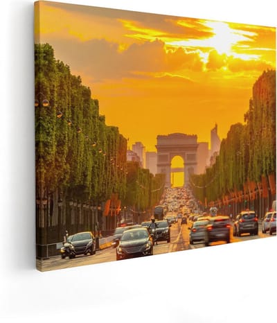 Artaza Canvas Schilderij Arc De Triomphe Bij De Autoweg - 50x40 - Foto Op Canvas - Canvas Print