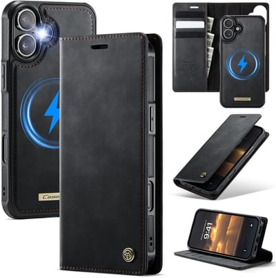 Caseme - Telefoon hoesje geschikt voor Apple iPhone 17 - Geschikt voor Magsafe - Bookcase - Zwart