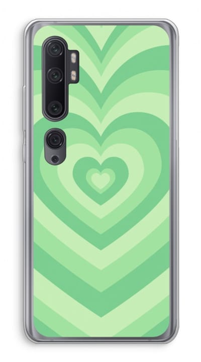 Case Company® - Hoesje geschikt voor Xiaomi Mi Note 10 hoesje - Hart Groen - Soft Cover Telefoonhoesje - Bescherming aan alle Kanten en Schermrand