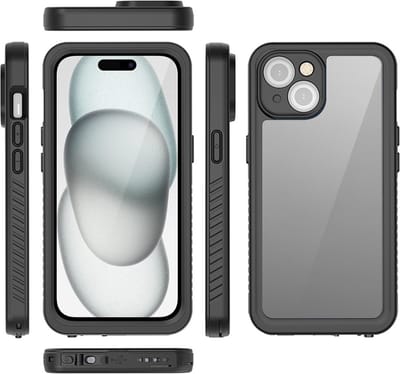Eiger, Hoesje geschikt voor iPhone 14 Plus - 360° Volledige Bescherming Waterdicht IP68 & Versterkt, Zwart