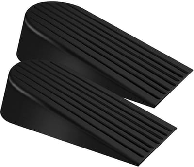 Grote deurstopper 2-pack, zware wigvormige rubberen deurstopper, werkt op alle vloeroppervlakken, hoogte tot 4,8 cm, krasvrije deurstoppers, speciaal voor thuis, kantoor en school, zware deur (zwart)