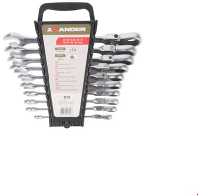 XHANDER Ringratelsteeksleutelset scharnierend 10-delig - 8 tot 19 mm