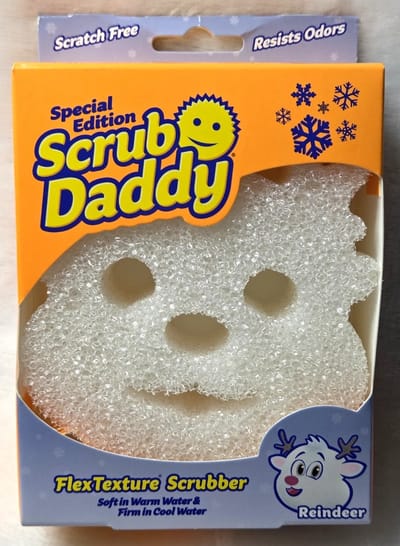 Scrub Daddy Kerst Spons | Rendier | Krasvrije Schuurspons met FlexTexture | Schoonmaakspons Keuken & Badkamer | Kersteditie Reindeer