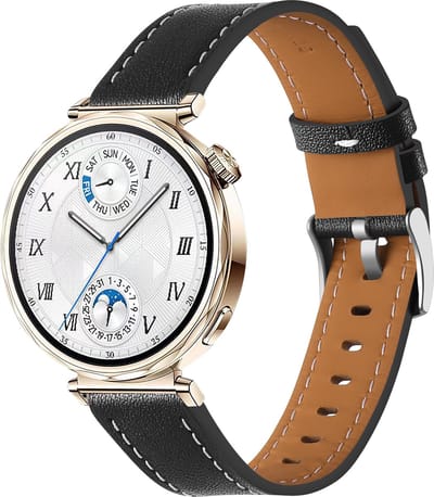Strap-it 'One Push' leren bandje 18mm - geschikt voor Huawei Watch GT 5 Pro 42mm / Watch GT 5 - 41mm / Watch GT 4 - 41mm / Watch 5 - 42mm - Fossil Gen 6 - 42mm / Gen 5e - 42mm - Withings ScanWatch 2 - 38mm / Light / Steel HR - 36mm (zwart)