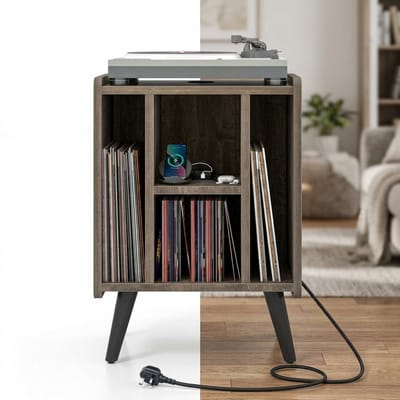 Platenspeler Meubel - LP-kast - Platenspelerkast - Draaitafelstandaard - Platenspelerstandaard - Vintage Displayplank - Bruin