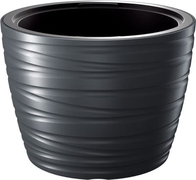 Prosperplast Plantenpot/bloempot Amazing - buiten/binnen - kunststof - antraciet - D37 x H28 cm - met binnenpot