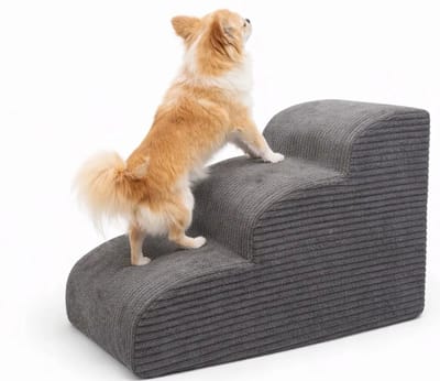 Hondentrappen 3 Treden – Brede Hondenramp 40 cm – Anti‑Slip Puppy en Kleine Honden Huisdier Trap, grafiet