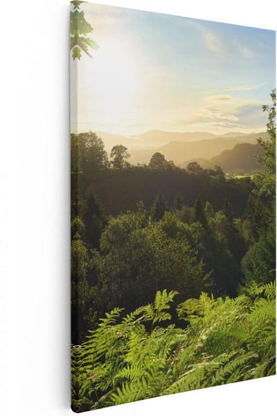 Artaza Canvas Schilderij Bos - 20x30 cm - Klein - Wanddecoratie Landschap - Muurdecoratie Zonsopgang - Schilderijen Op Canvas