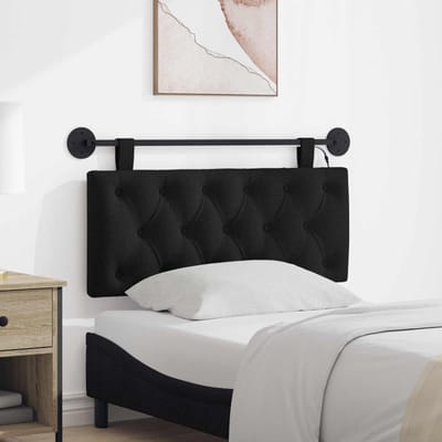 vidaXL - Hangend - hoofdbord - Met - LED-verlichting - Zwart - Stof