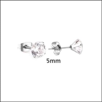 Aramat Jewels | Oorbellen | Elegante Stalen Oorbellen met Zirkonia steen | Zilverkleurig / 5mm | | | Staal | Kinderen, Volwassenen | Verkleurd niet
