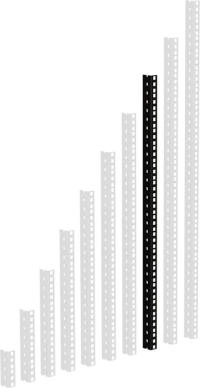 Adam Hall 61535B16 Rackrail, zwart geperforeerde gaten, 16 HE - Profiel