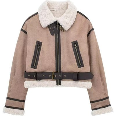 Damesmode met Riem Effen Jasjes met Rits aan de Voorkant Vintage Reverskraag Lange Mouwen Chic Dames XS kaki