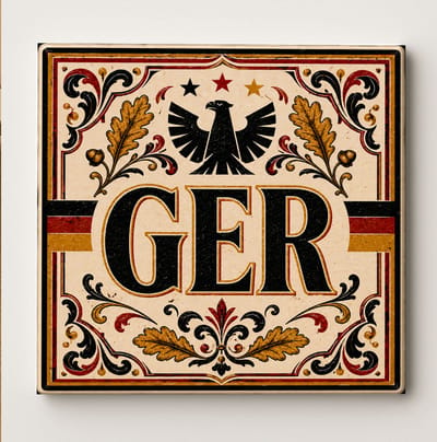 Duitsland GER Decoratieve Keramische Tegel – Duitse Voetbal Fan Wandtegel – Zwart Rood Goud Heritage Supporter Cadeau