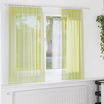 vidaXL Gordijnen voile met roedezakken 2 st appelgroen