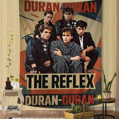 D-Duran Duran Muziekband Anime Wandkleed Hippie Bloemen Wandtapijten Slaapkamer Decoratie Wanddecoratie Huisdecoratie 60x90cm