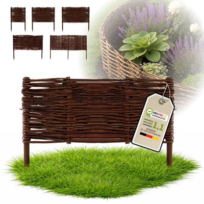 Floranica Tuinafscheiding van wilg - 1 stuk - Hoogte: 30 cm Lengte: 50 cm - Wilgenvlechtwerk, tuinhek, randafwerking voor bloembedden, hout, gazonrand