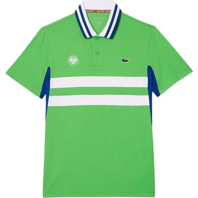 Lacoste Heren Roland Garros Edition gestreept Ultra Dry slim-fit tennis-poloshirt met korte mouwen (Groen)