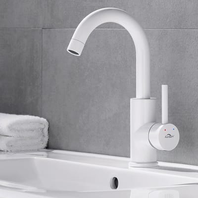 CECIPA MAX Wastafelkraan met Vervangbare Perlator - Mengkraan Warm en Koud Water - Eéngreeps - Geborsteld