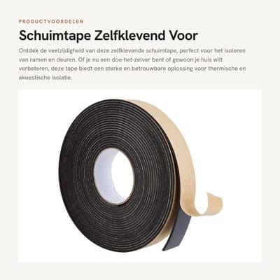 Dailygoods- Schuimtape 10 m - Zelfklevend - Schuimrubberen Afdichtingstape - Koudgesneden - Waterdicht - Voor Raamdeurisolatie