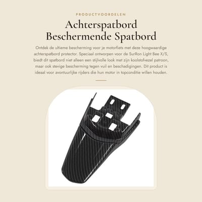 Dailygoods- Achterspatbord Stevige Koolstofvezel - Spatbord Protector - Spatwaterbescherming - Voor SurRon Light Bee X/S - Hoogwaardige Service - Vermindert Spatten