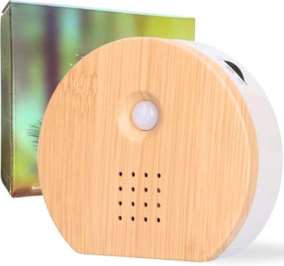 SNJY® Vogelhuisje met Geluid - Vogelgeluiden Huisje voor op Toilet - Vogelgeluiden Huisje met Sensor - 5 Natuurlijke Geluiden - Rond - Lichtbruin