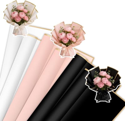 Omgoods - 30 Vellen Waterdicht Bloemenpapier met Gouden Rand voor Cadeaus